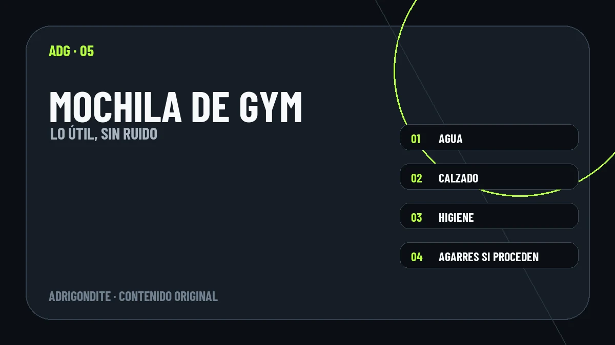 Checklist visual de básicos para una mochila de gimnasio