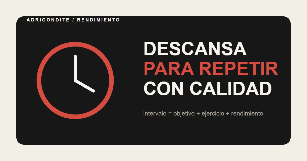 Gráfico editorial sobre el descanso entre series y la calidad del rendimiento.