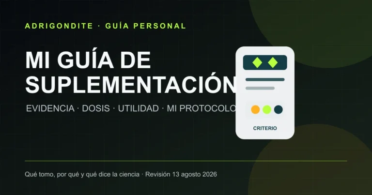 Gráfico editorial de ADRIGONDITE sobre suplementación, evidencia, dosis y utilidad.