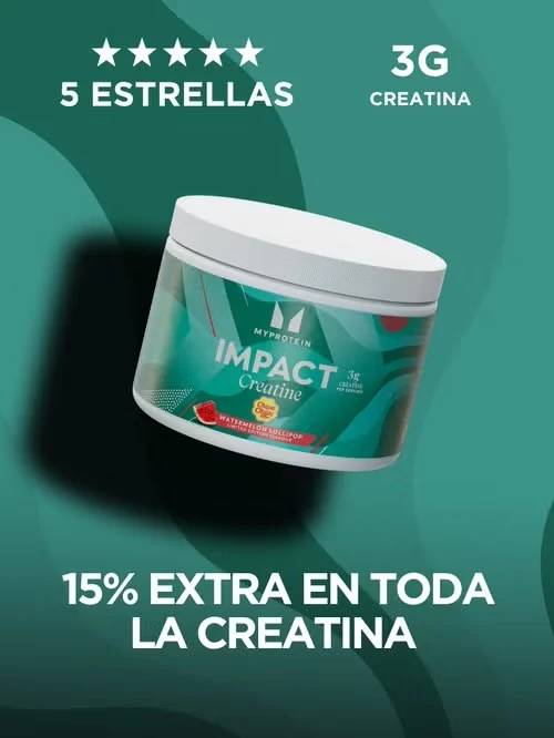 Impact Creatine de MyProtein en la promoción del 15% extra en creatina.