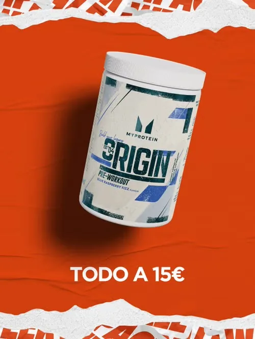 Pre-entreno Origin de MyProtein en la selección Impact Week de productos a 15 euros.