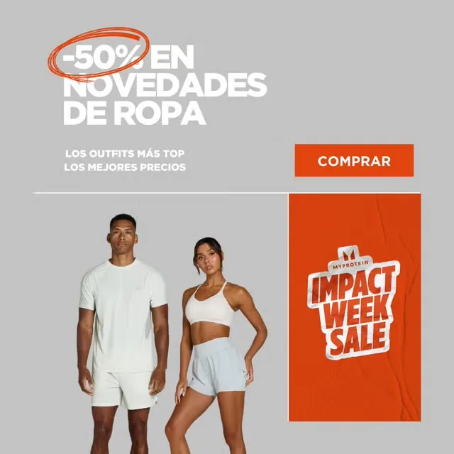 Impact Week de MyProtein con 50% de descuento en novedades de ropa participantes.