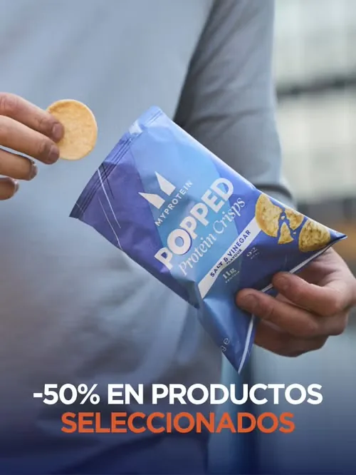 Popped Protein Crisps de MyProtein con 50% de descuento en productos seleccionados.